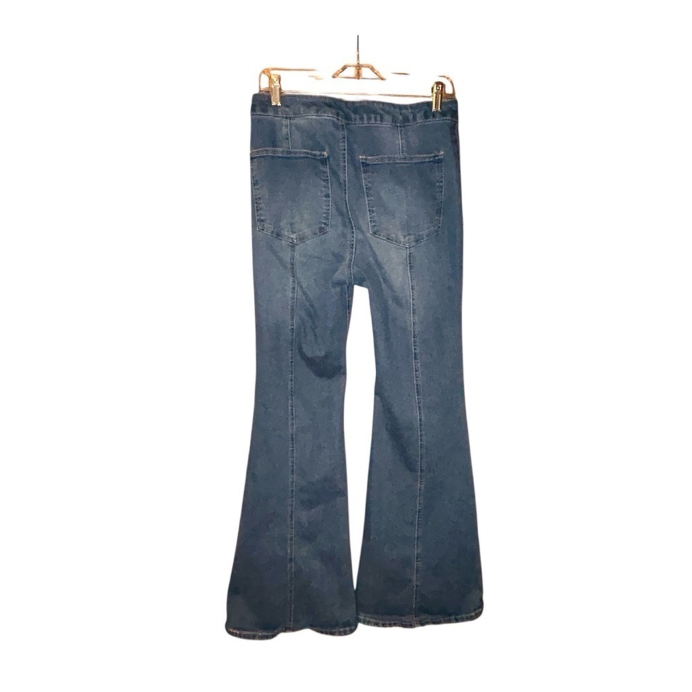 Vanilla Star‎ Bell Flare Jeans Juniors 11 High Rise Stretch Rear Seam Festival